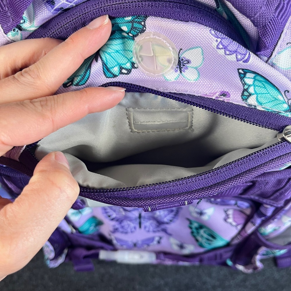 Pottery Barn Kids Mackenzie Purple Butterfly Backpack & Pencil Case Monogram A - Picture 7 of 12